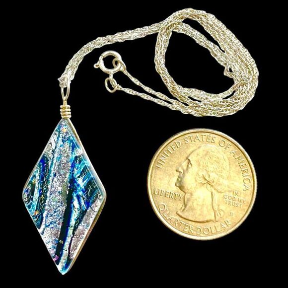 PC# 2 in 1 Reversible Sterling 925 Silver Necklace w/ Glass or Black Stone Penda - Picture 10 of 12